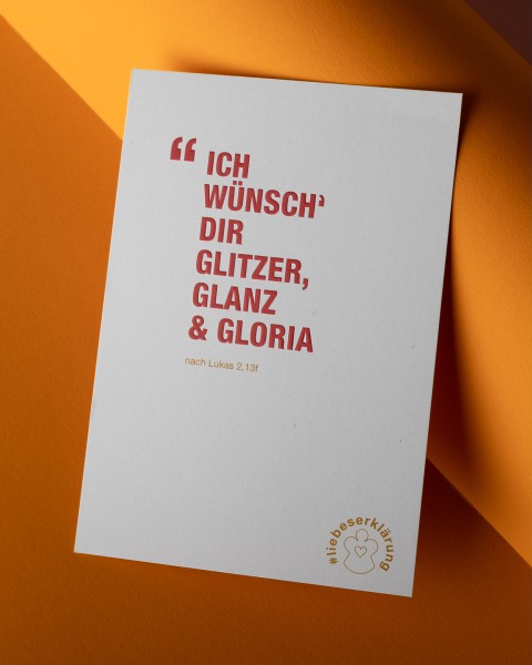 Komplimente-Postkarte für Weihnachten "Ich wünsch´ Dir Glitzer, Glanz & Gloria"