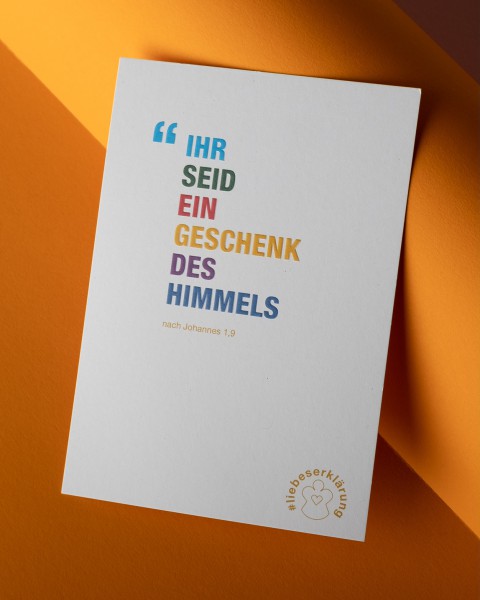 Komplimente-Postkarten für Weihnachten "Ihr seid ein Geschenk des Himmels"