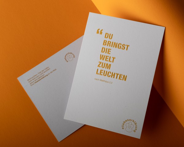 Komplimente-Postkarte für Weihnachten "Du bringst die Welt zum Leuchten"