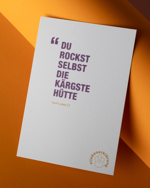 Komplimente-Postkarte für Weihnachten "Du rockst selbst die kärgste Hütte"